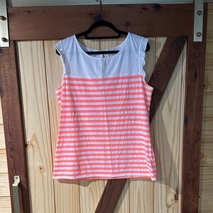 Lilly Pulitzer White and Coral Striped Tank Top